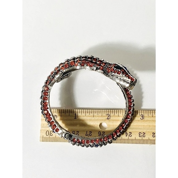 Rhinestone Crocodile Hinged Bangle Bracelet - Picture 7 of 12